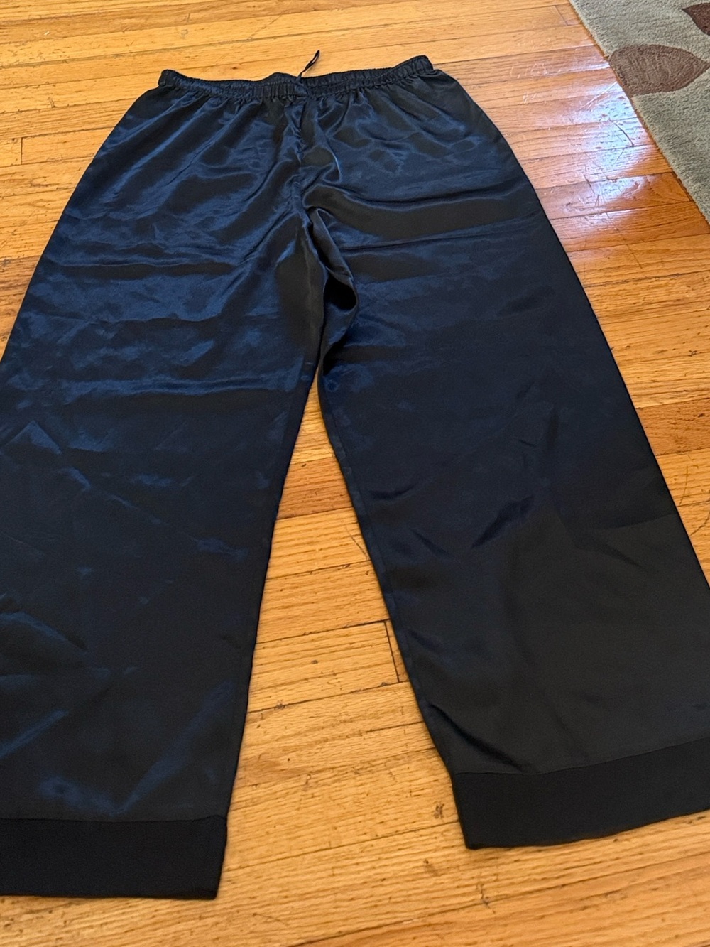 Women's Black Satin Jogger Lounge Pants